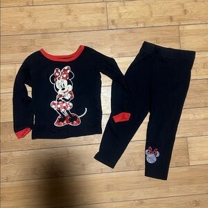 Disney Black Pajama Set with Red Minnie Mouse Accents